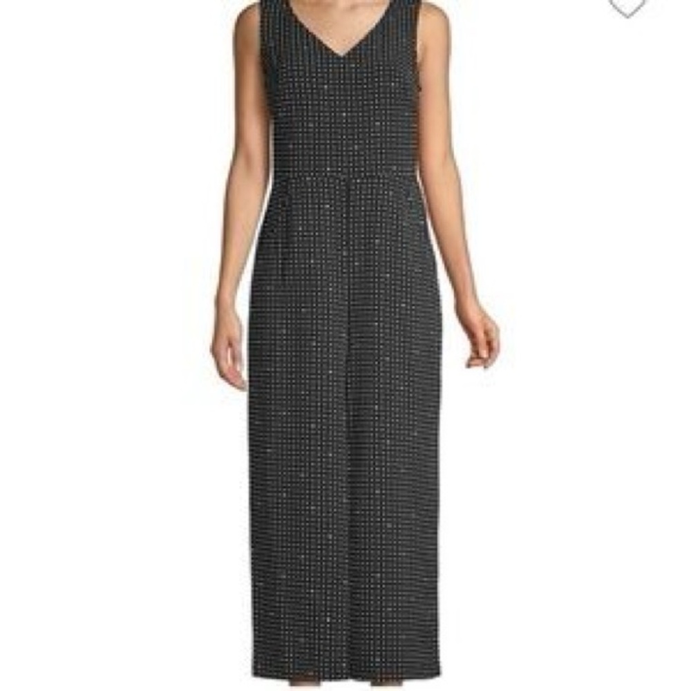 Karl Lagerfeld Paris Black Sleeveless V-Neck polka dot jumpsuit